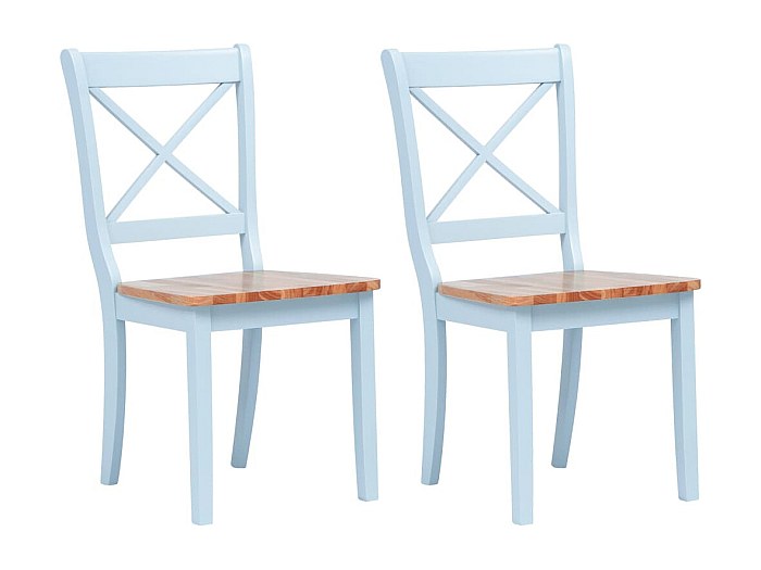 Juego De 2 Sillas De Madera Maciza Respaldo Cruzado Negro