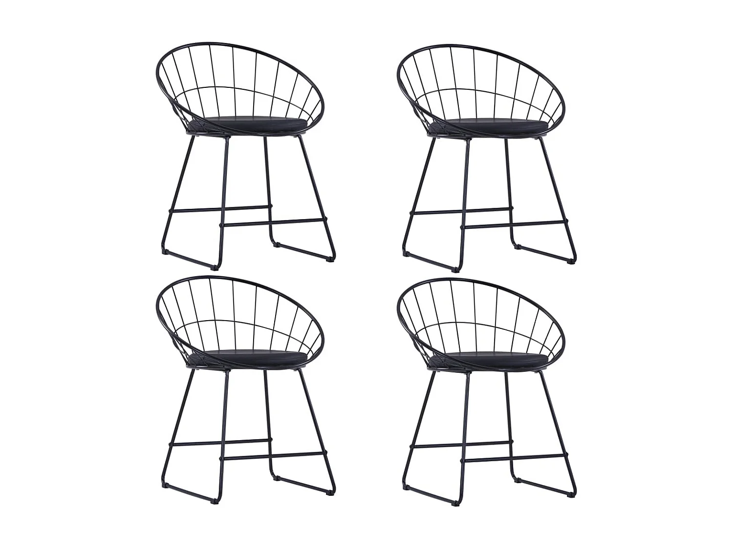 Eetkamerstoelen met kunstleren zittingen 4 st staal zwart NL785194