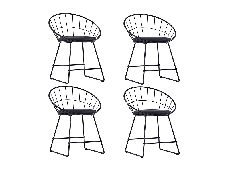 Eetkamerstoelen met kunstleren zittingen 4 st staal zwart NL785194