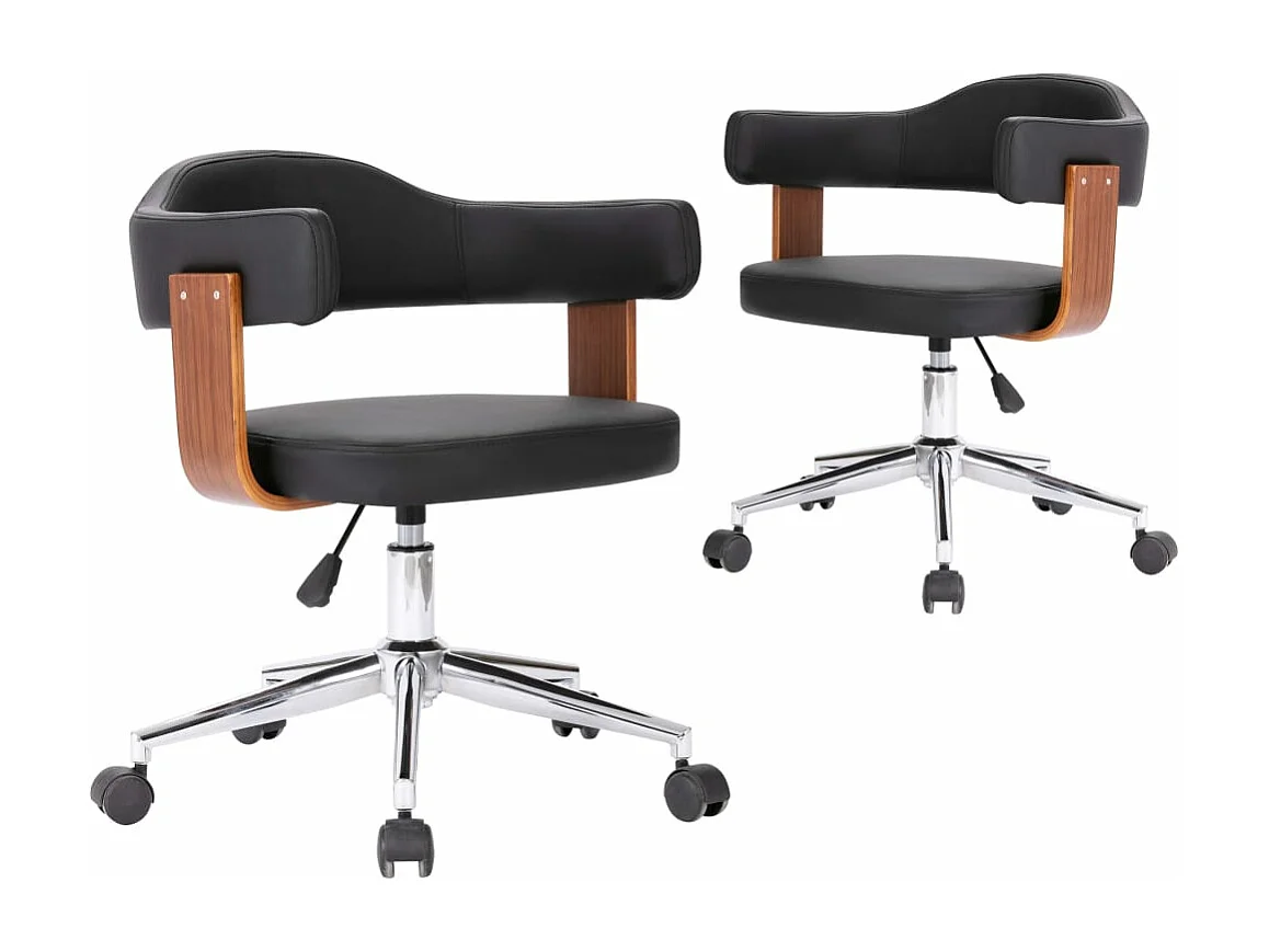 Chaises pivotantes à manger Lot de 2 bois courbé et similicuir REO94024