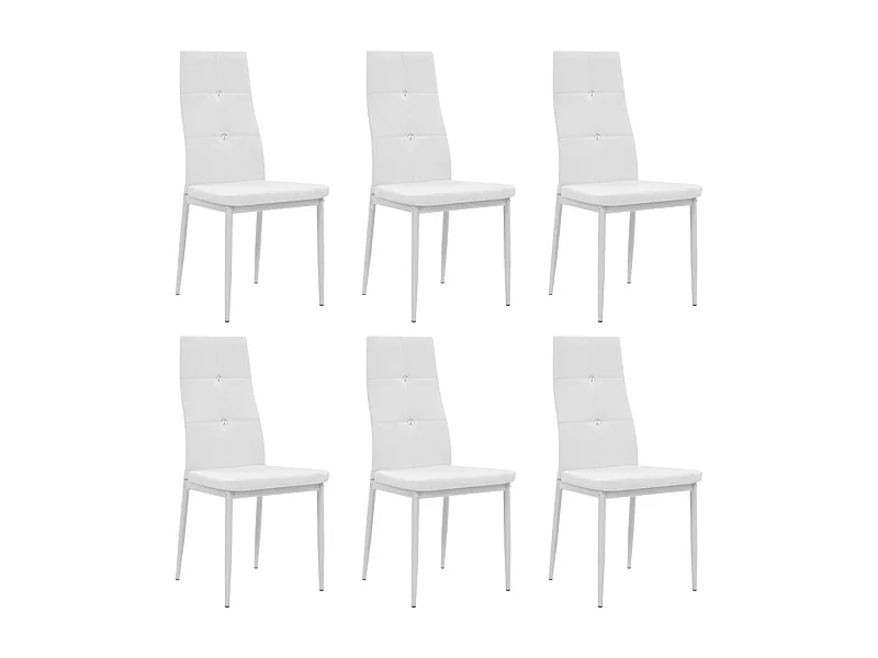 Cadeiras de jantar 6 pcs couro artificial branco PT206885