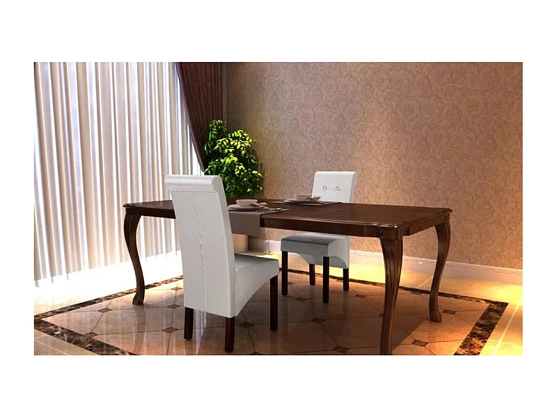 Cadeiras de jantar 2 pcs couro artificial branco PT206415
