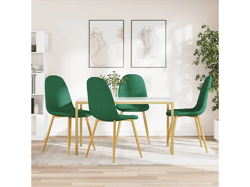 4er-set-Stühle| Esszimmerstühle Dunkelgrün Samt -gkd987909