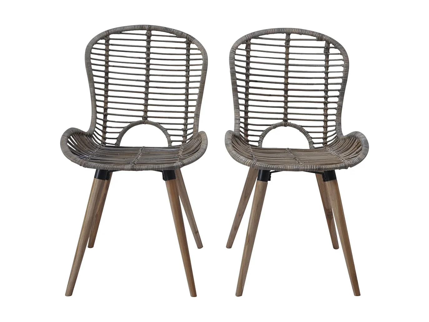 Juego de 2 Sillas de comedor ratán natural marrón ES669307