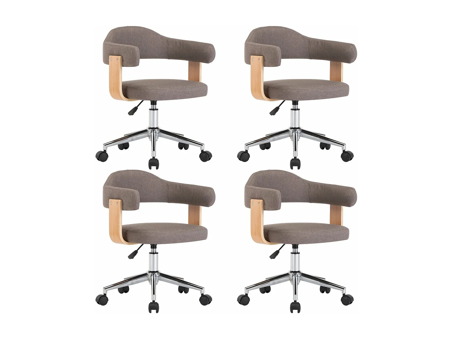 4er-set-Drehbare Esszimmerstühle | Stühle Taupe Bugholz und Stoff -gkd199074