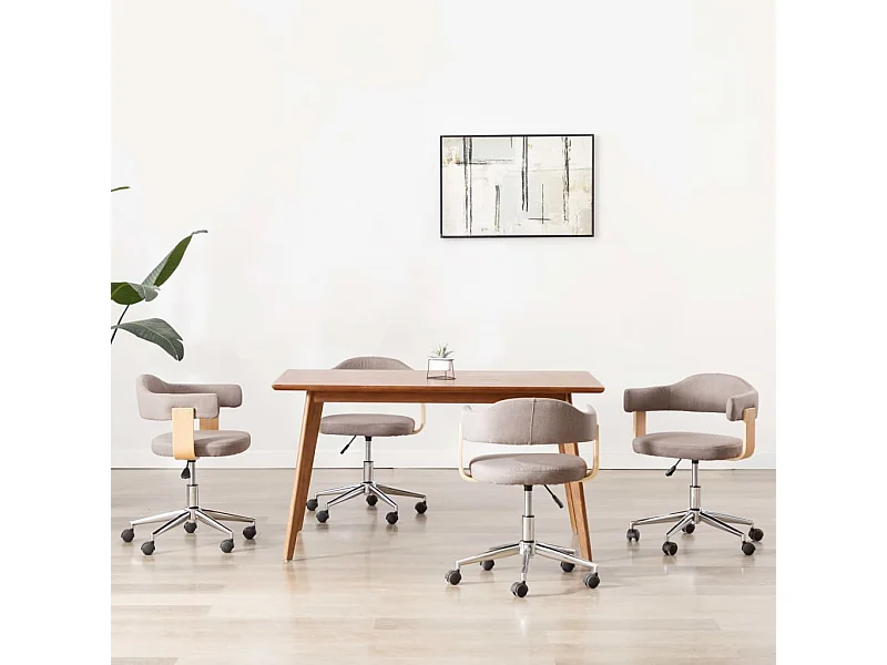 4er-set-Drehbare Esszimmerstühle | Stühle Taupe Bugholz und Stoff -gkd199074