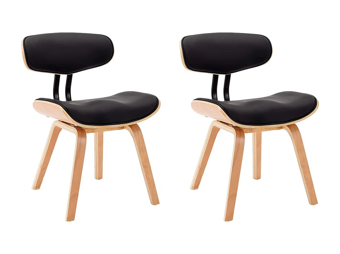 Chaises à manger Lot de 2 noir bois courbé et similicuir REO79955