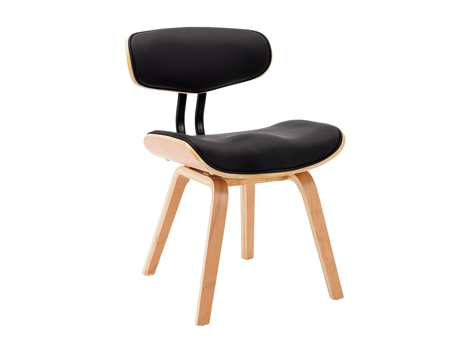 Chaises à manger Lot de 2 noir bois courbé et similicuir REO79955