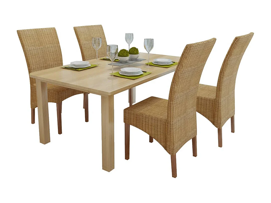 Chaises à manger Lot de 4 marron rotin naturel REO64333