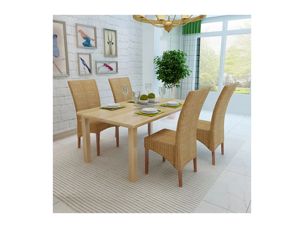 4er-set-Stühle| Esszimmerstühle Braun Natur Rattan -gkd313114
