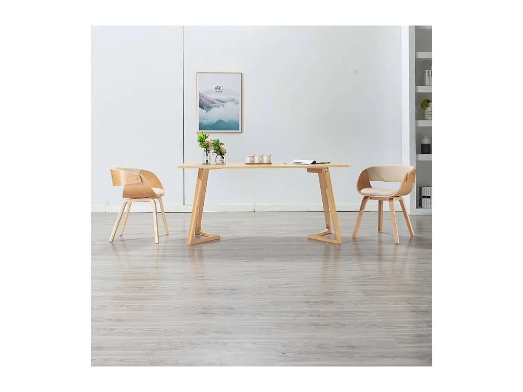 Chaises à manger Lot de 2 crème bois courbé et similicuir REO10073