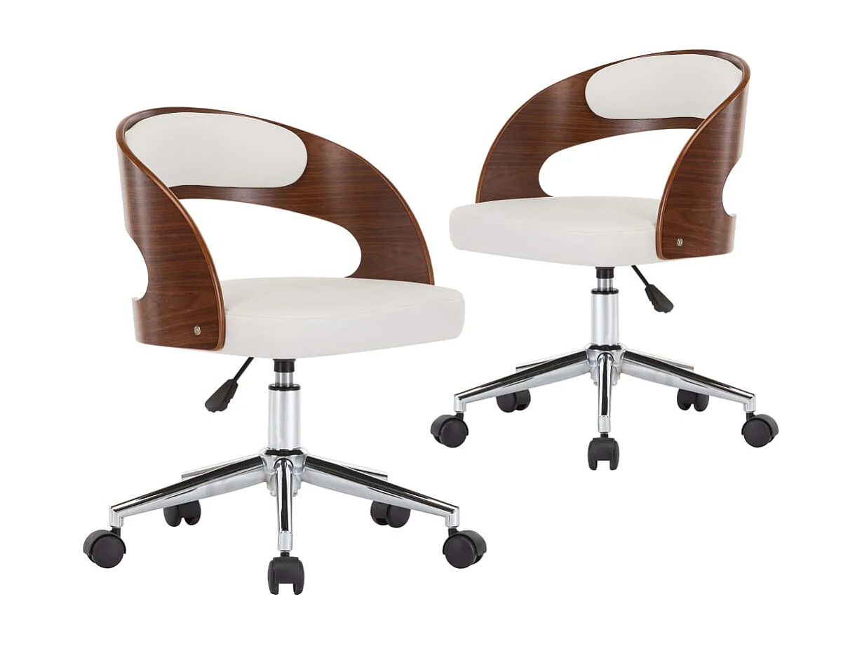 Cadeiras jantar 2 pcs madeira curvada e couro artificial branco PT149411