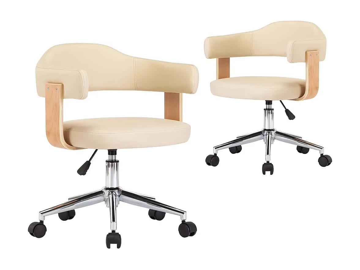 Juego de 2 Sillas de comedor giratorias cuero sintético color crema ES502319