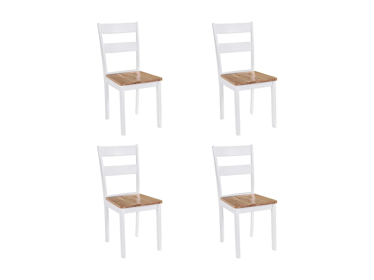 Chaises à manger Lot de 4 blanc bois d'hévéa massif REO14325