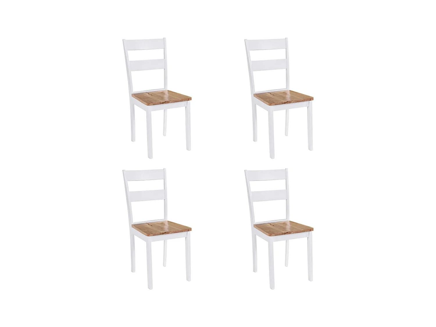 Chaises à manger Lot de 4 blanc bois d'hévéa massif REO14325