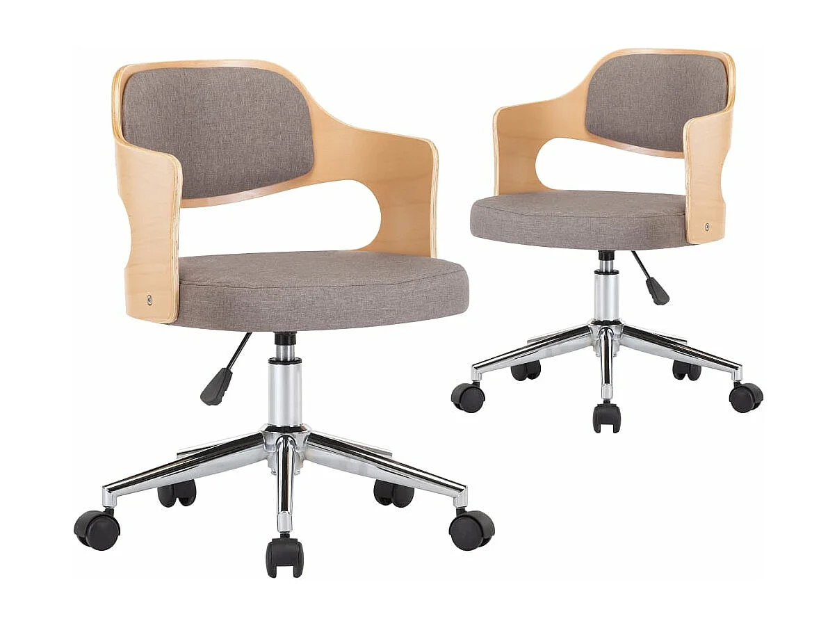 Chaises pivotantes à manger Lot de 2 taupe bois courbé et tissu REO26305