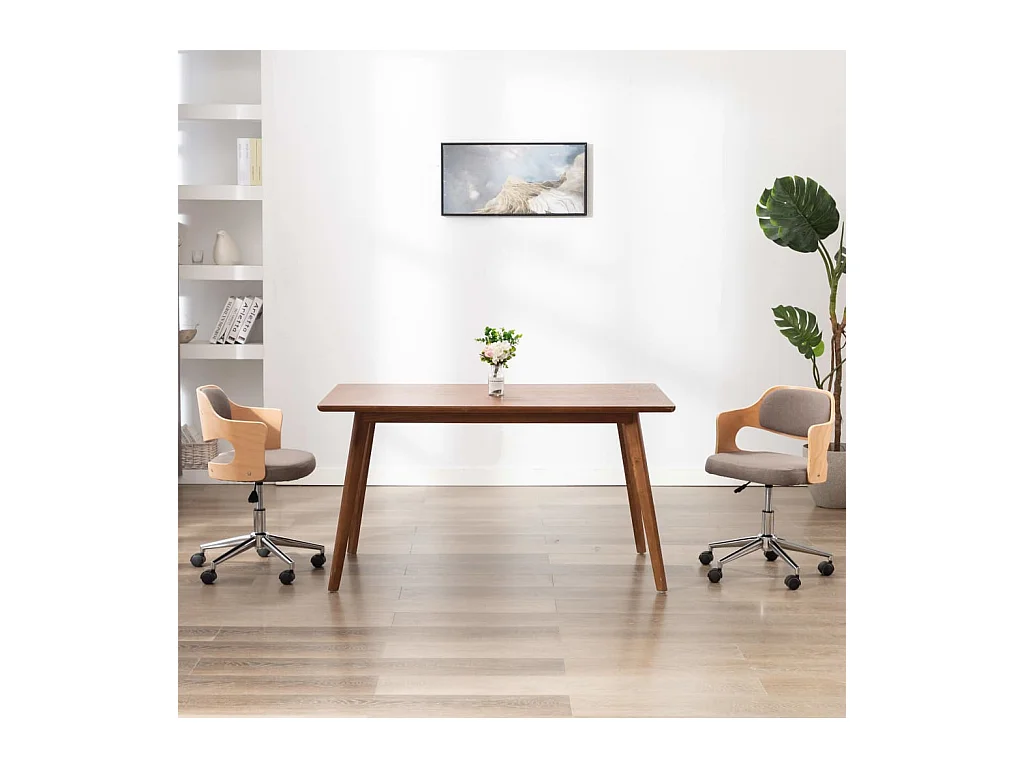 Chaises pivotantes à manger Lot de 2 taupe bois courbé et tissu REO26305