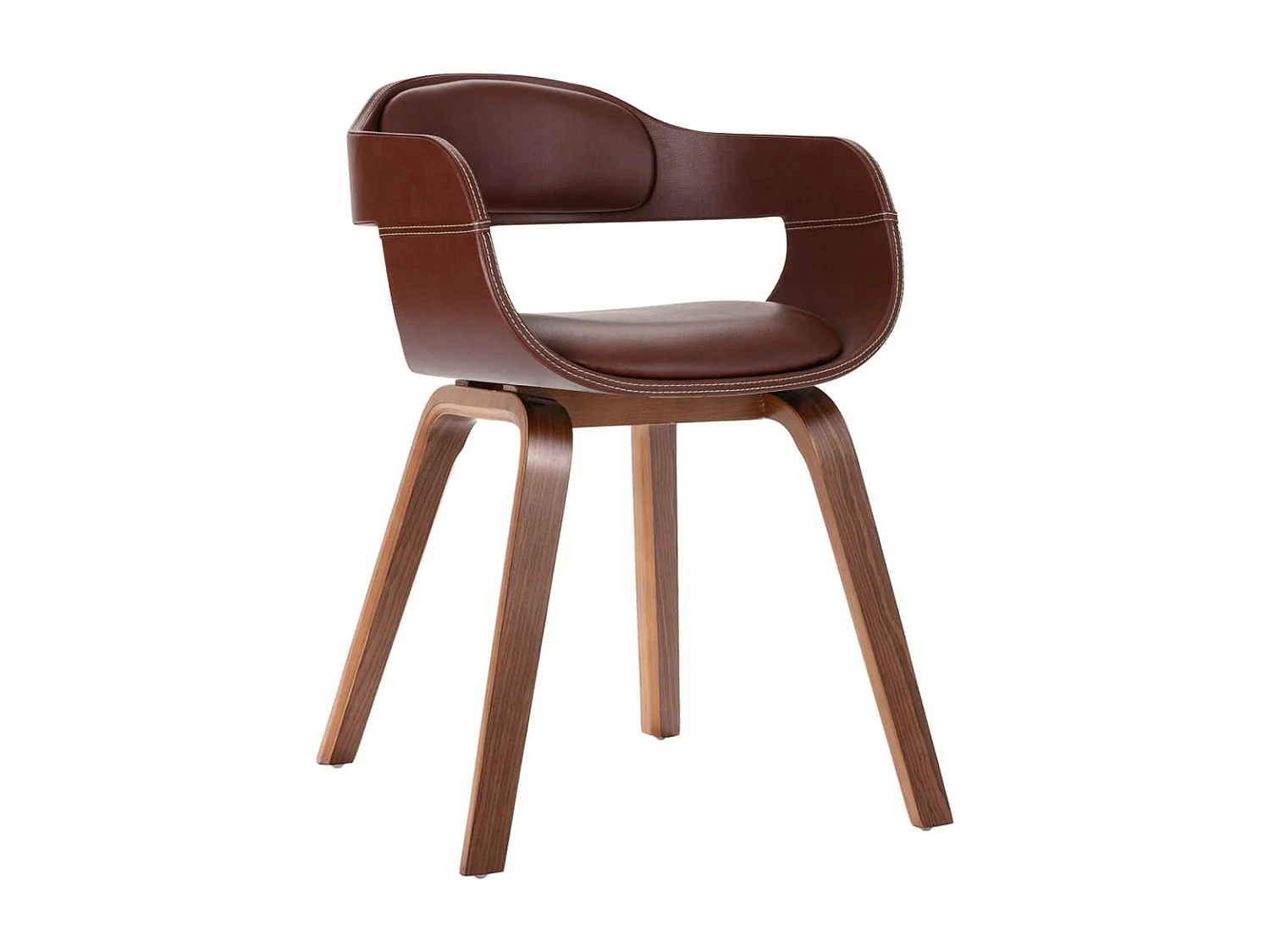 Chaise à manger Marron Bois courbé et similicuir REO68627