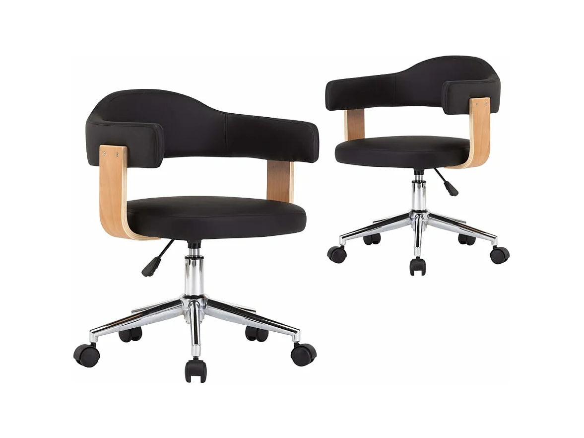 2er-set-Drehbare Esszimmerstühle | Stühle Schwarz Kunstleder -gkd22210