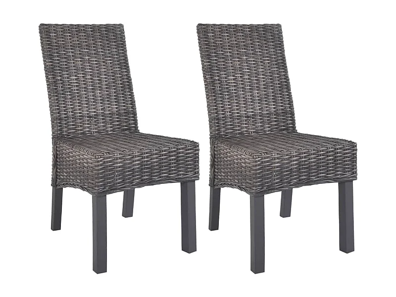 Cadeiras jantar 2 pcs vime Kubu castanho + madeira mangueira PT126806