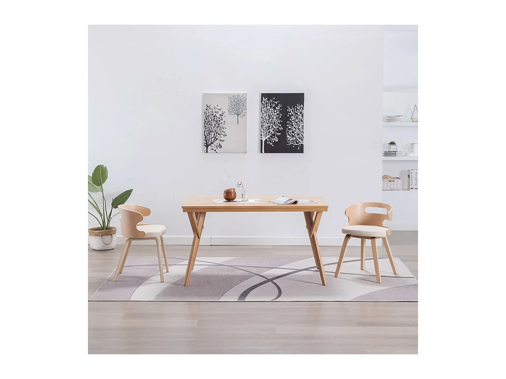 Chaises à manger Lot de 2 crème bois courbé et similicuir REO32292
