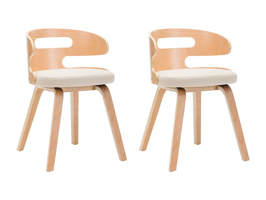 Eetkamerstoelen 2 st gebogen hout en kunstleer crèmekleurig NL231549