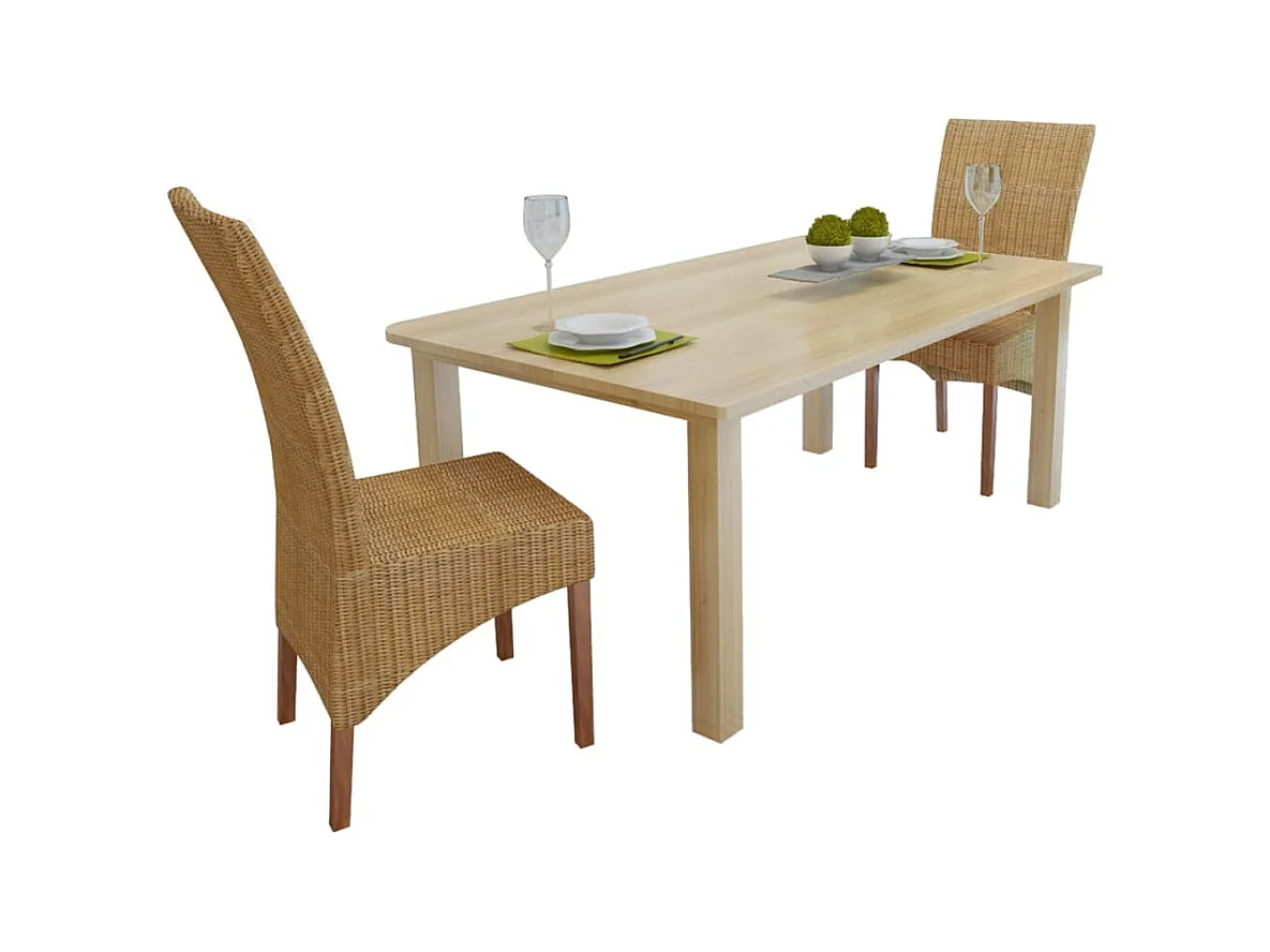 Chaises à manger Lot de 2 marron rotin naturel REO39358