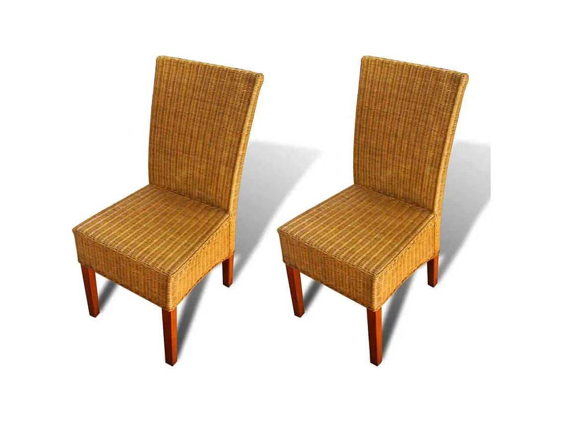 2er-set-Stühle| Esszimmerstühle Braun Natürliches Rattan -gkd996884