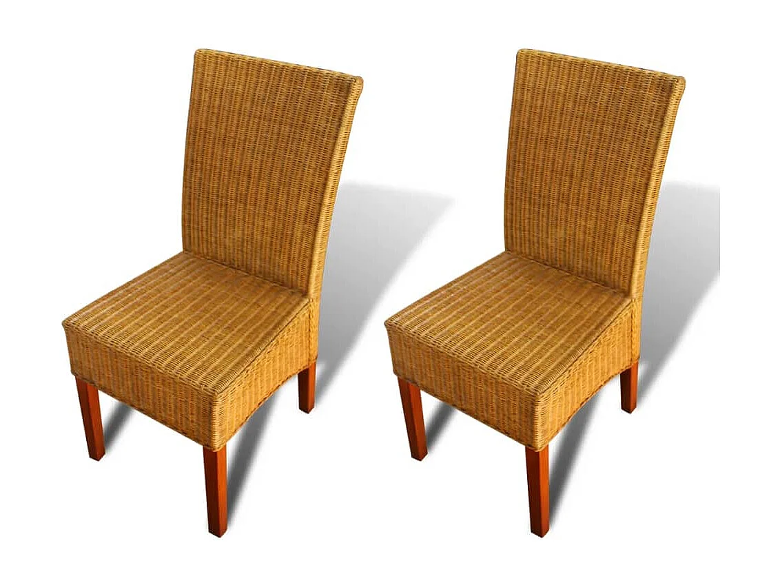 2er-set-Stühle| Esszimmerstühle Braun Natürliches Rattan -gkd996884