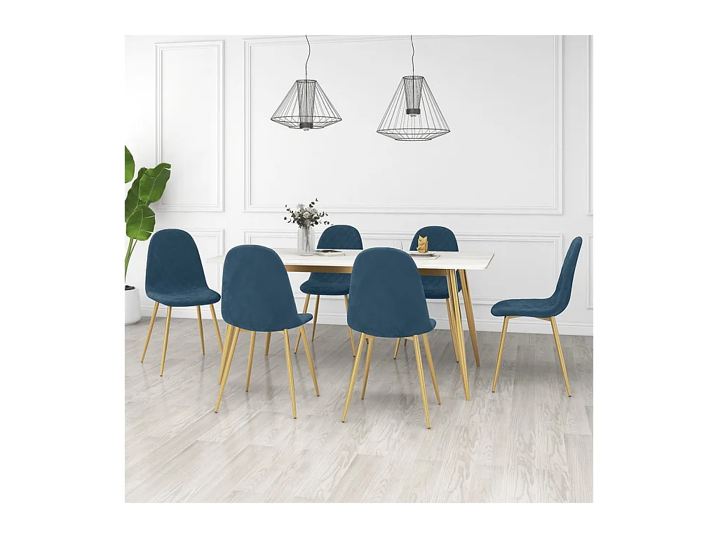 Chaises à manger Lot de 6 bleu velours REO95582