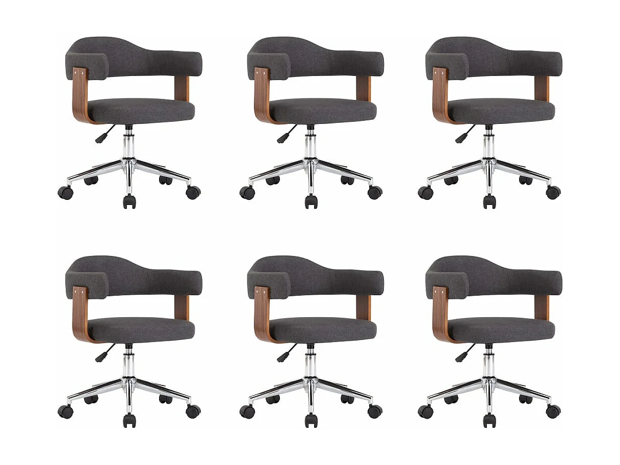 6er-set-Drehbare Esszimmerstühle | Stühle Grau Bugholz und Stoff -gkd774163