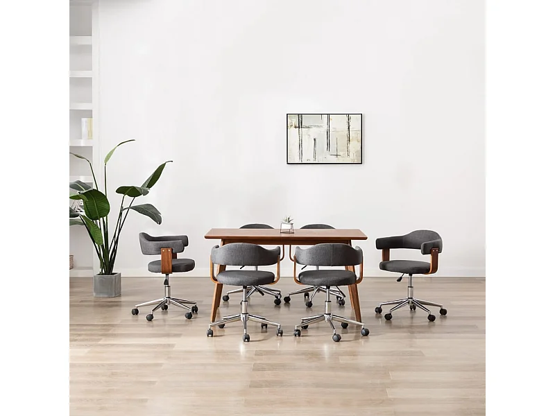 6er-set-Drehbare Esszimmerstühle | Stühle Grau Bugholz und Stoff -gkd774163