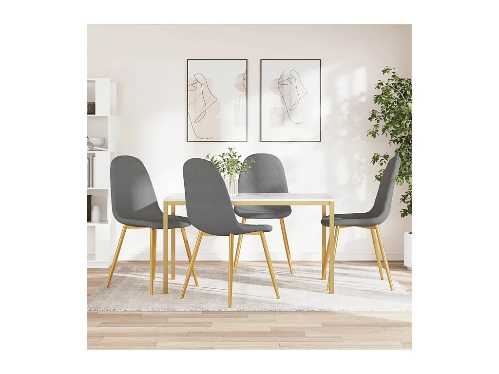 Chaises à manger Lot de 4 Gris clair Velours REO40336