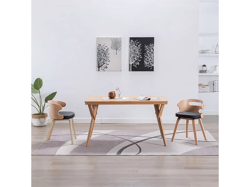 2er-set-Stühle| Esszimmerstühle Schwarz Bugholz und Kunstleder -gkd14038