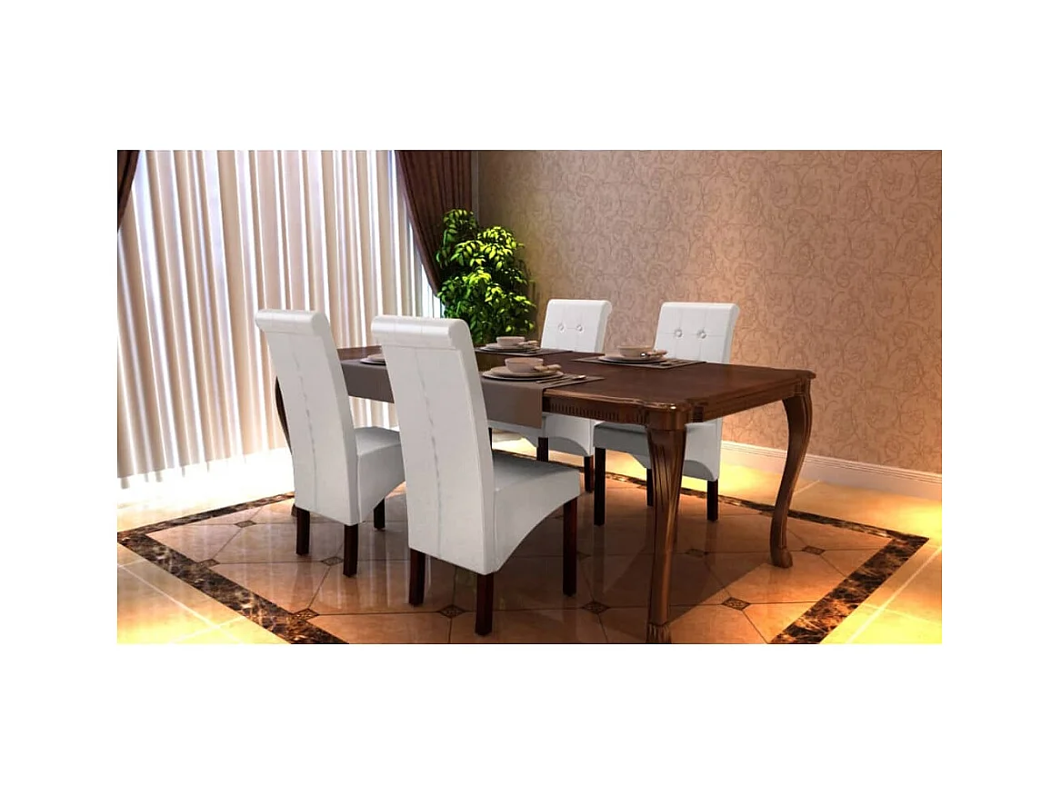 Chaises à manger Lot de 4 blanc similicuir REO76071