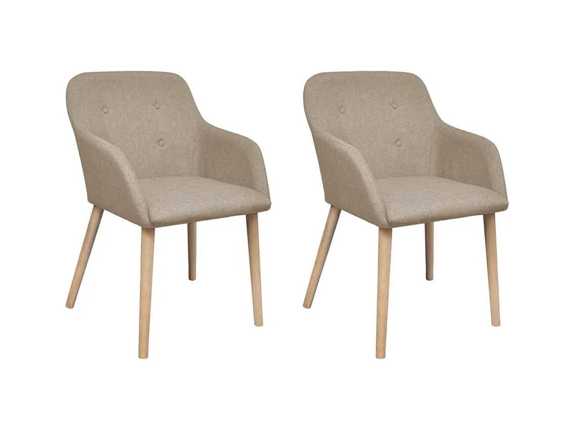 Chaises à manger Lot de 2 beige tissu et chêne massif REO72014