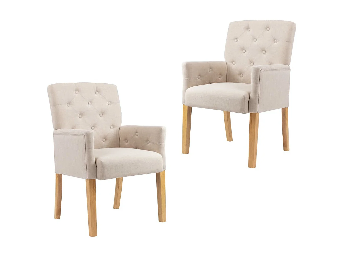 Chaises à manger avec accoudoirs Lot de 2 beige tissu REO12488