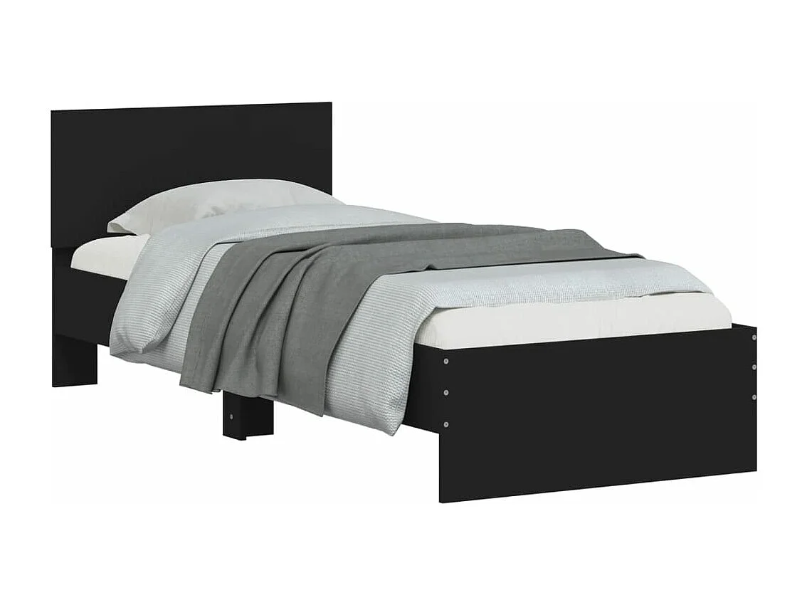 Cama c/ cabeceira 90x190 cm deriv. madeira preto PT535957