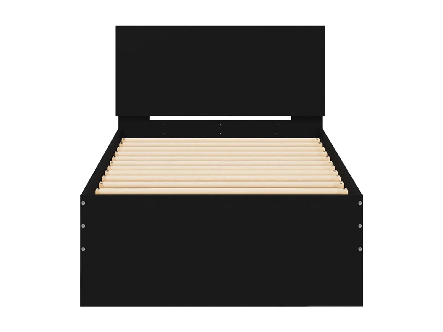 Cama c/ cabeceira 90x190 cm deriv. madeira preto PT535957