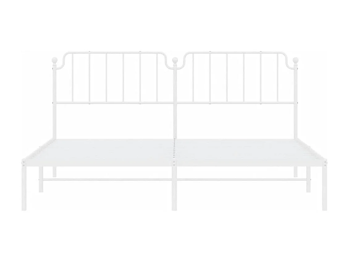 Lit-200x200 cm métal + tête de lit blanc HOQW69465