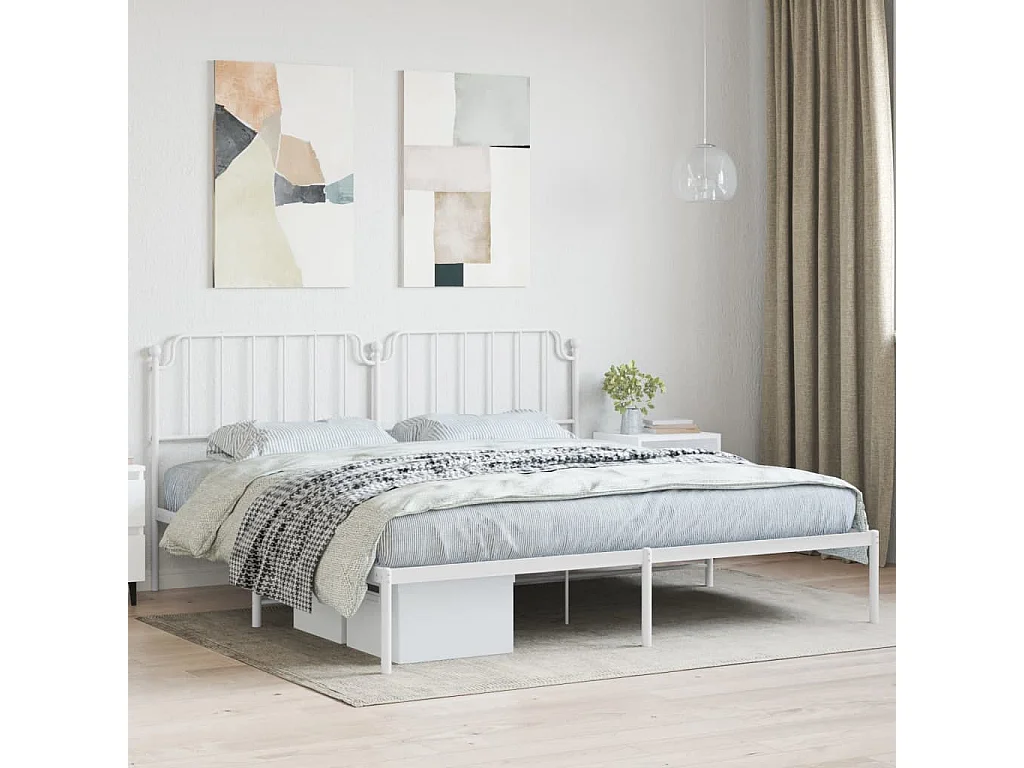 Bedframe met hoofdbord metaal wit 200x200 cm NL66094