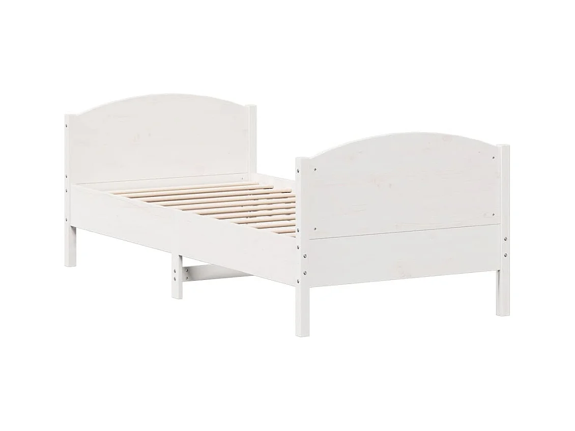 Cama -90x190 cm con cabecero madera pino blanco YOE24638