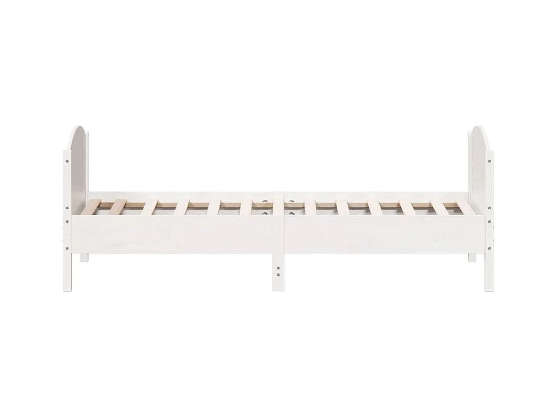 Cama -90x190 cm con cabecero madera pino blanco YOE24638