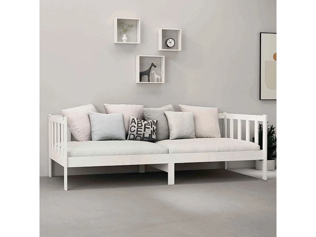 Tagesbett,Sofabett Weiß Kiefer Massivholz 90x200 cm -gkd40339