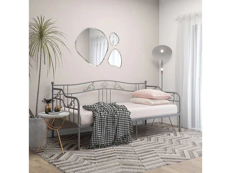 Lit-90x200 cm Gris Métal HOQW89045