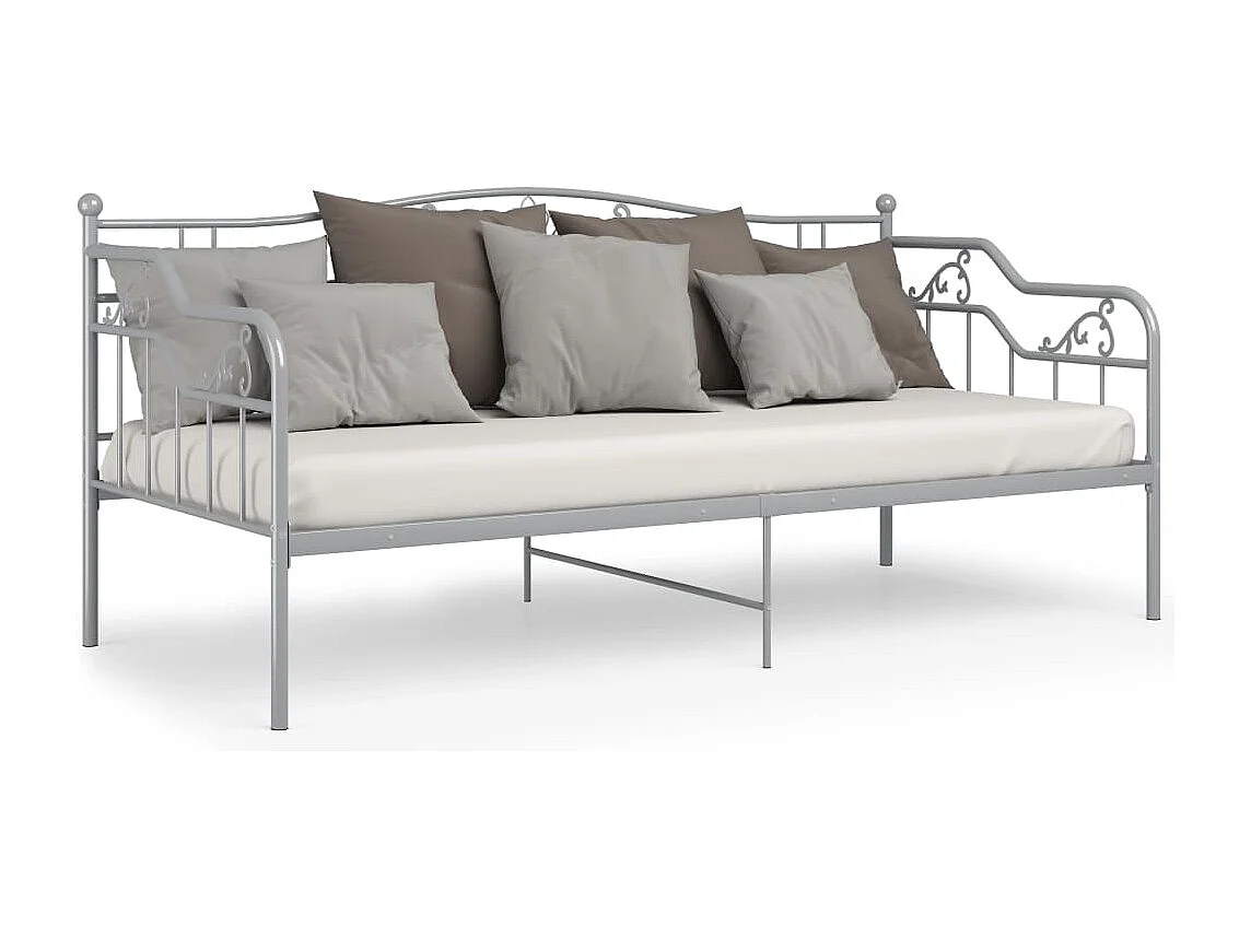 Cama de solteiro 90x200 cm metal cinzento PT108685