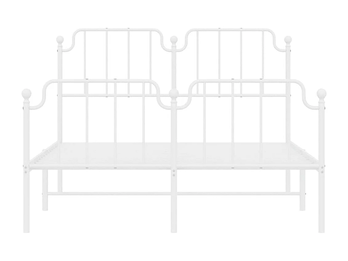 Lit-150x200 cm métal + tête de lit/pied de lit blanc HOQW54466