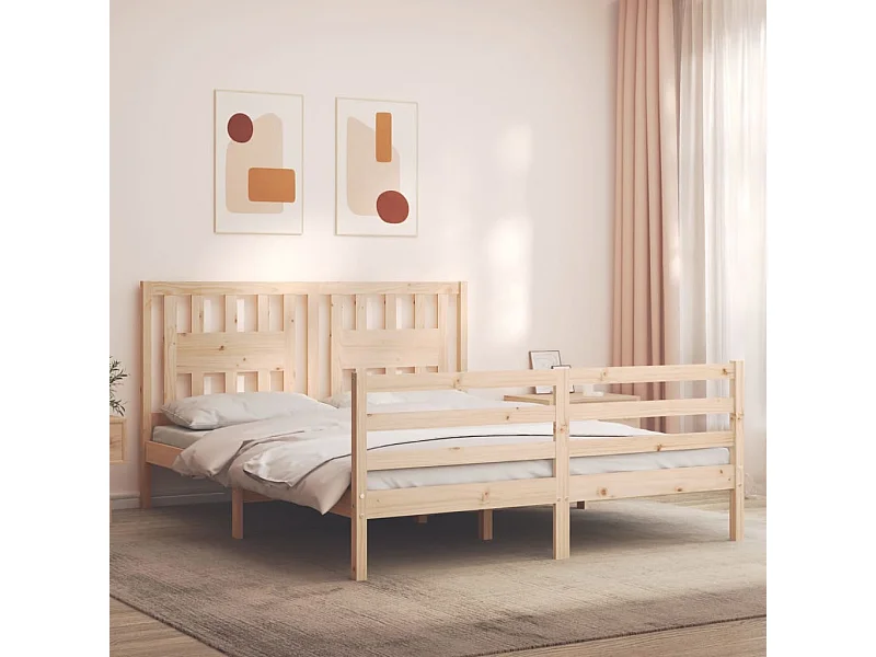 Cama -160x200 cm con cabecero madera maciza YOE88558