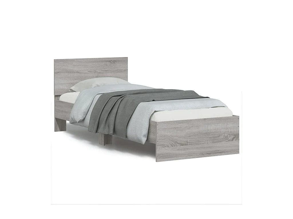 Lit-90x200 cm + tête de lit sonoma gris HOQW23584