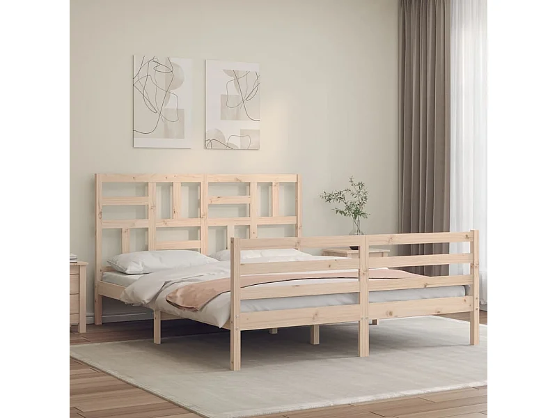 Bedframe met hoofdbord massief hout 160x200 cm NL58403